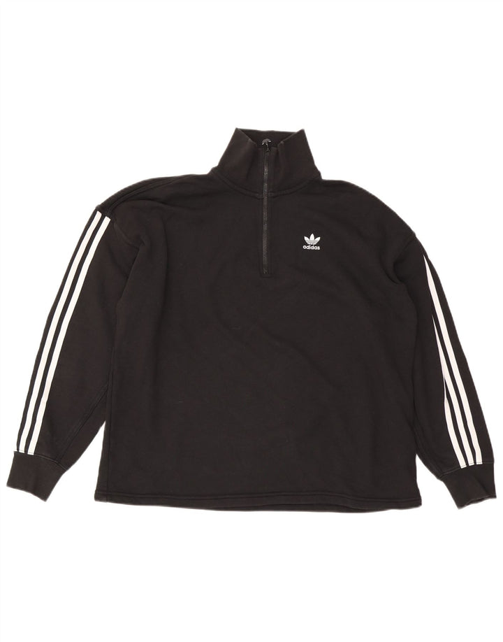 Adidas feminino oversized moletom jumper reino unido 10 pequeno algodão preto