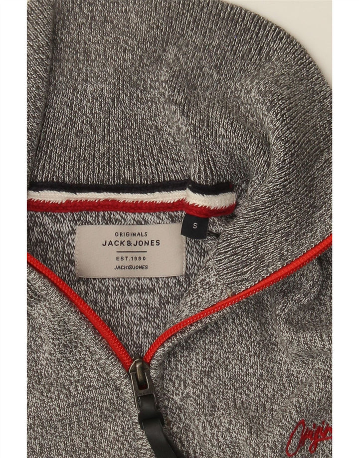 Suéter masculino Jack & Jones com zíper e gola pequena cinza manchado