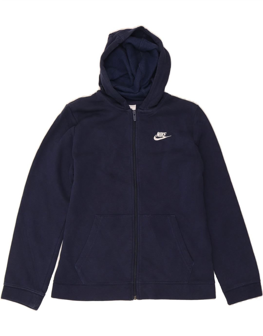 NIKE Boys Zip Hoodie Sweater 13-14 Years XL  Navy Blue Cotton Vintage Nike and Second-Hand Nike from Messina Hembry 
