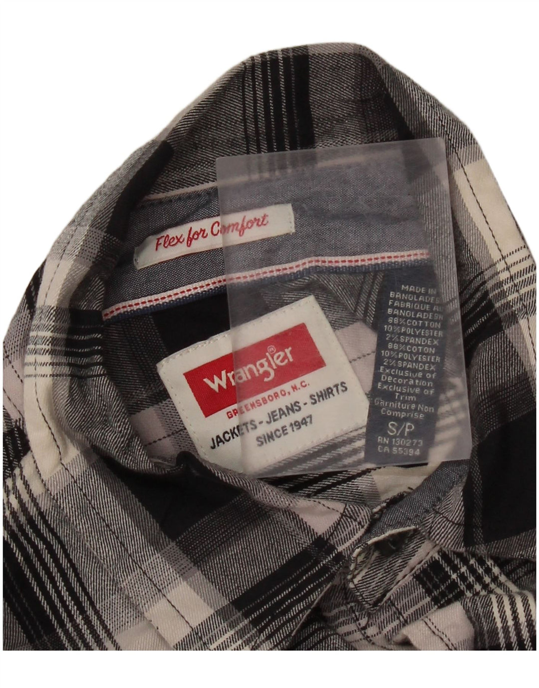 Wrangler Camisa masculina de flanela com ajuste regular verificado pequeno algodão xadrez preto
