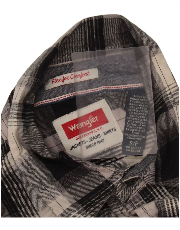 Wrangler Camisa masculina de flanela com ajuste regular verificado pequeno algodão xadrez preto