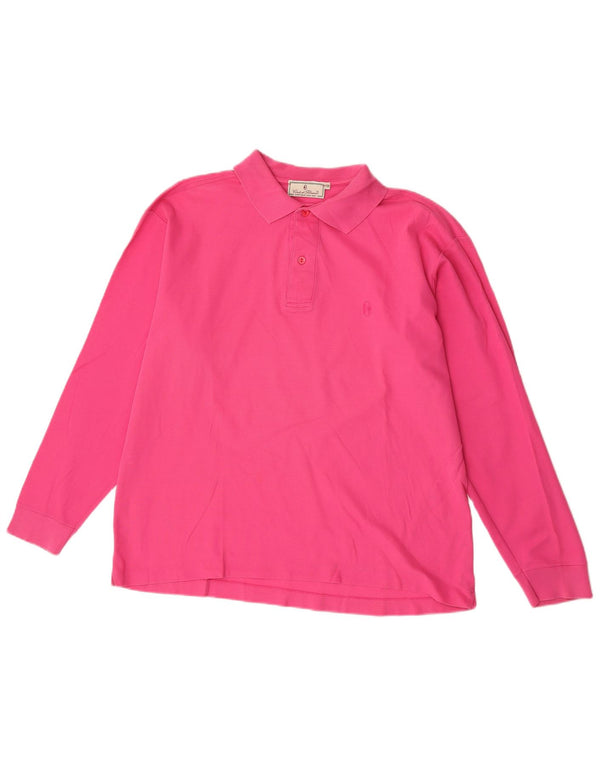 Camisa polo masculina de manga comprida Conte of Florence IT 50 algodão rosa médio