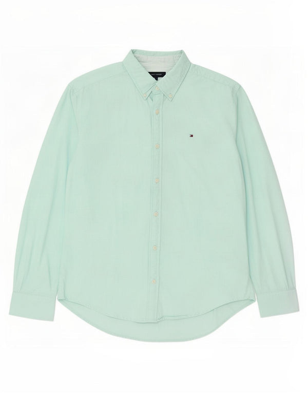 Camisa masculina Tommy Hilfiger grande algodão turquesa