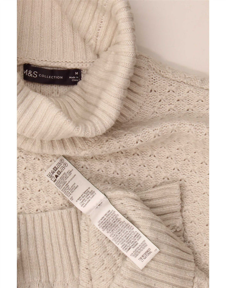 Suéter feminino Marks & Spencer com gola redonda Reino Unido 14 médio bege