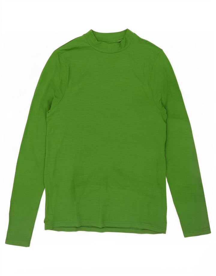 Top feminino Marks & Spencer manga comprida Reino Unido 14 grande modal verde manchado