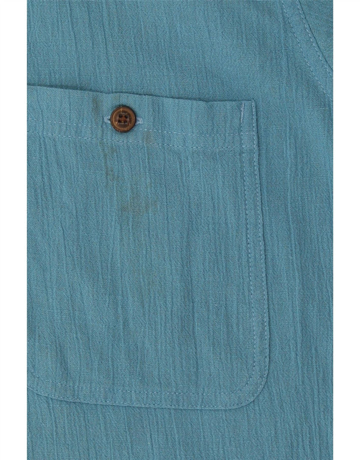 Camisa masculina Patagonia manga curta grande algodão azul