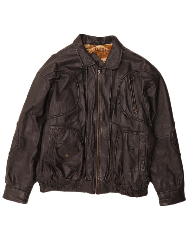 Jaqueta de couro masculina Karlsburg IT 54 2XL couro preto