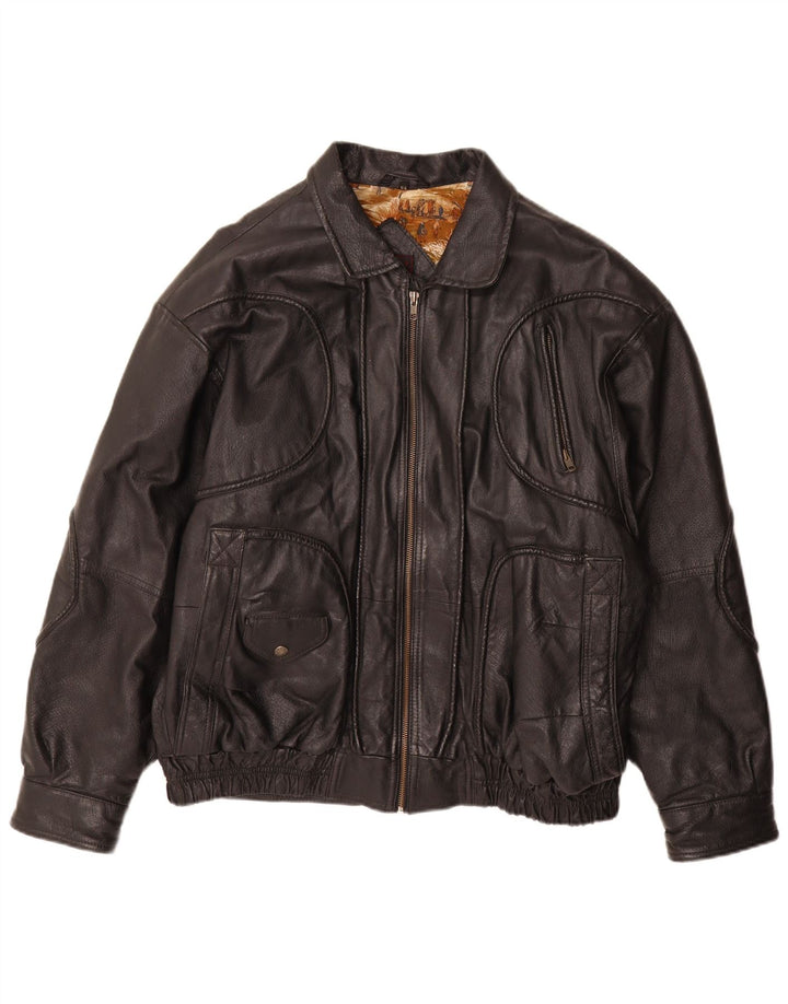 Jaqueta de couro masculina Karlsburg IT 54 2XL couro preto