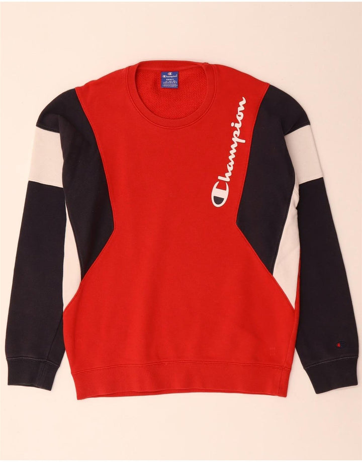 Champion moletom masculino gráfico jumper pequeno algodão colorblock vermelho