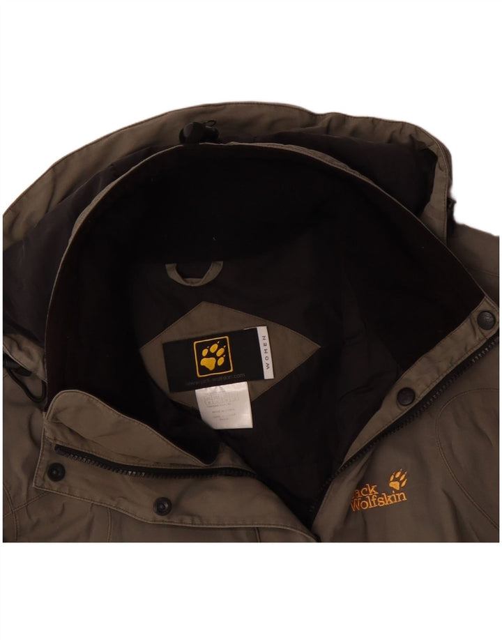 Jaqueta corta-vento feminina JACK WOLFSKIN Reino Unido 12 bloco colorido bege médio