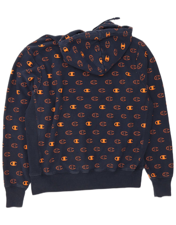 Jumper masculino com capuz gráfico Champion Reverse Weave XL azul marinho algodão