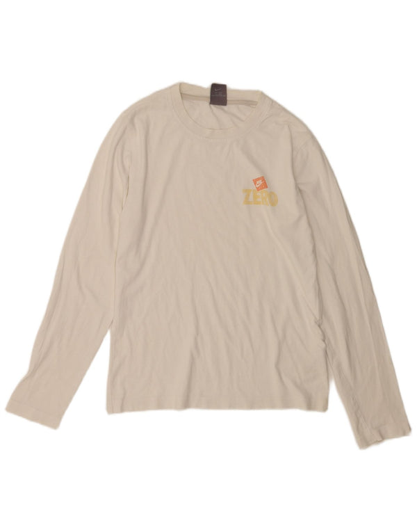 Nike Mens Top Manga Longa UK 36/38 Pequeno Algodão Branco