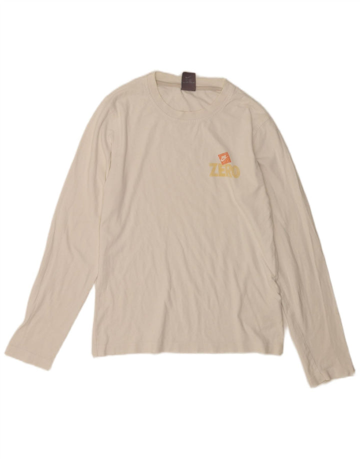 Nike Mens Top Manga Longa UK 36/38 Pequeno Algodão Branco