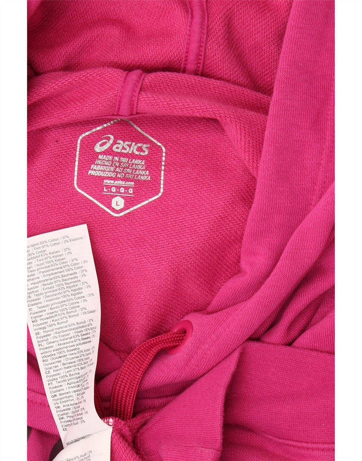 ASICS feminino gráfico moletom com capuz UK 16 grande algodão rosa