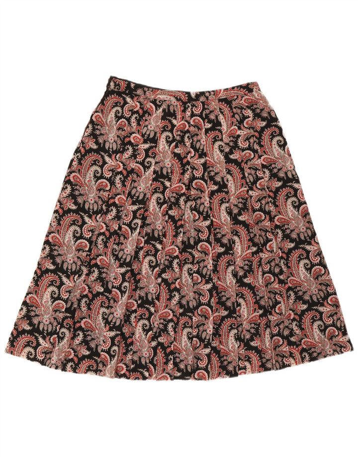 Saia feminina vintage linha A W28 L27 preta Paisley