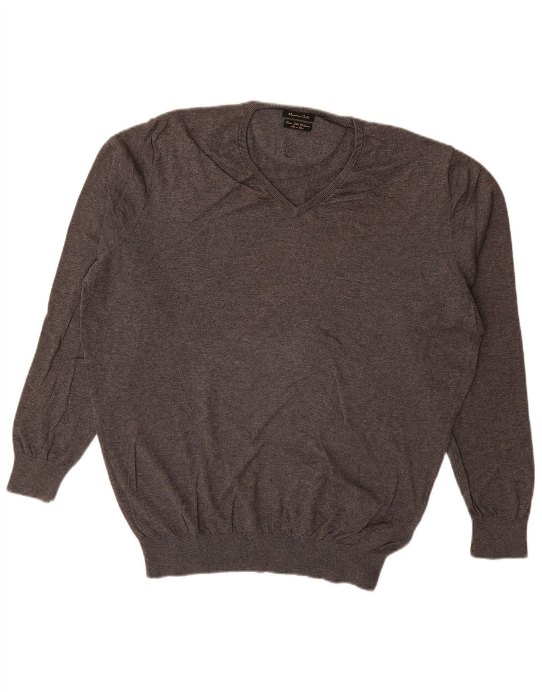 Suéter masculino MASSIMO DUTTI com decote em V XL algodão cinza
