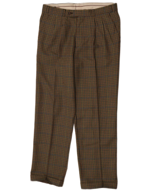 Calça de terno masculina WESTBURY IT 50 grande W35 L32 marrom Houndstooth