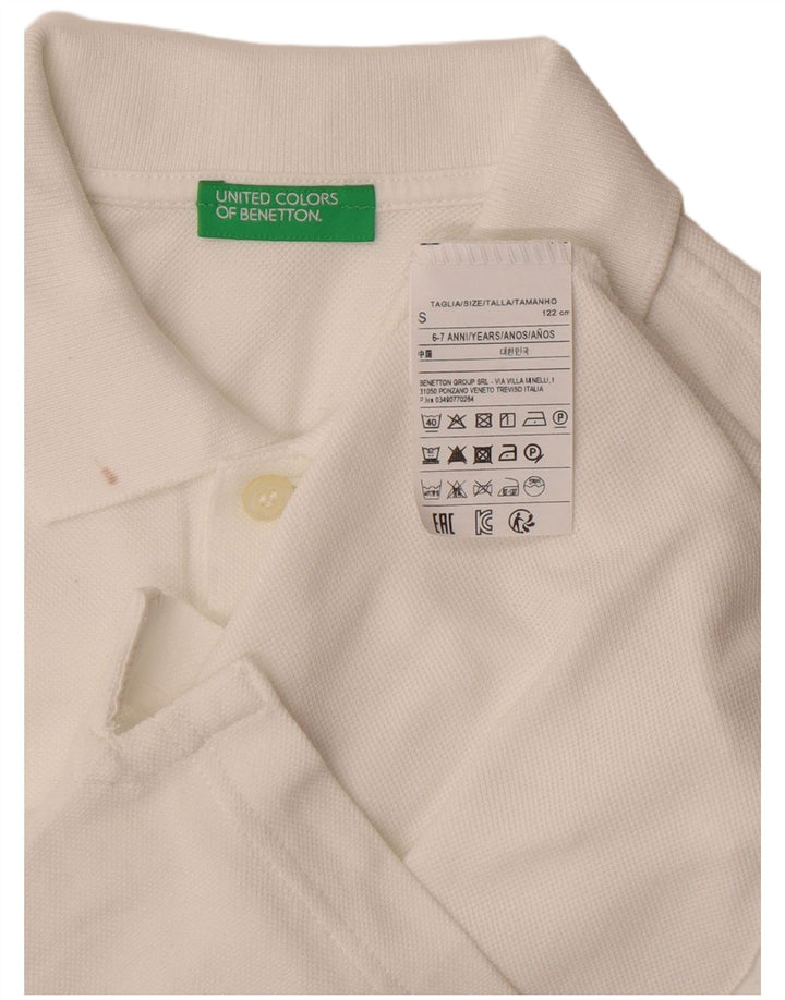 Polo Benetton Boys 6-7 Anos Pequeno Algodão Branco
