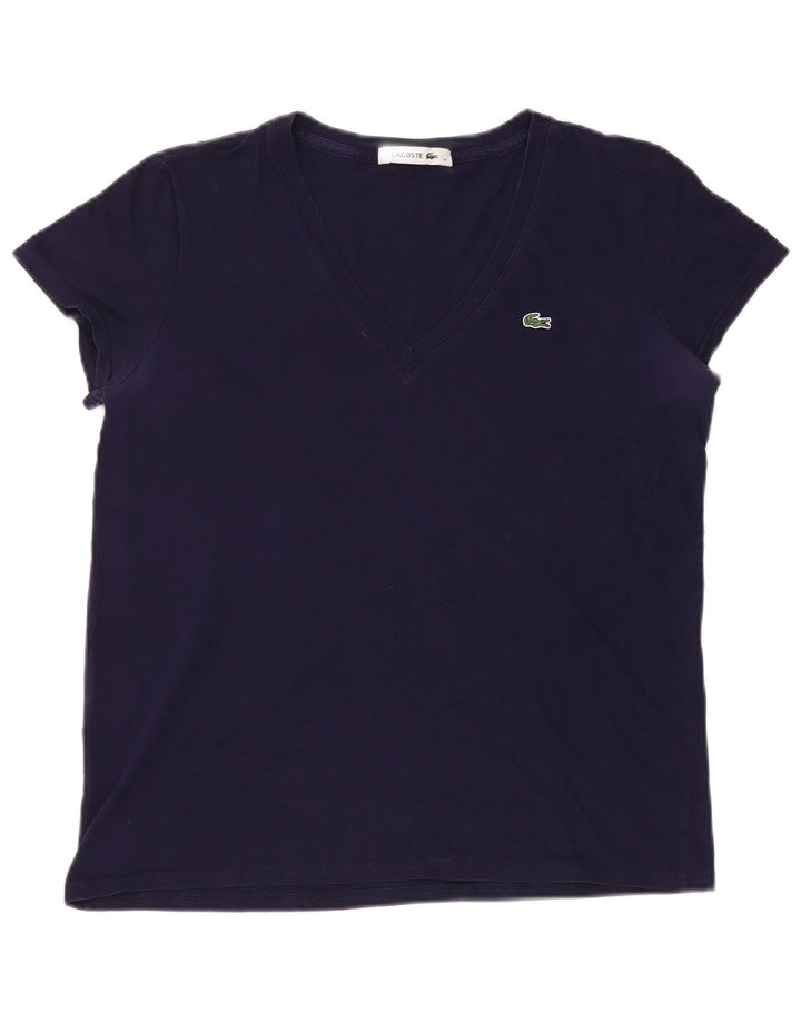 Camiseta feminina Lacoste tamanho superior 40 algodão azul marinho médio