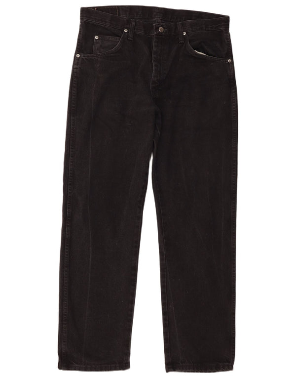 Wrangler Mens Straight Jeans W34 L30 Algodão Preto