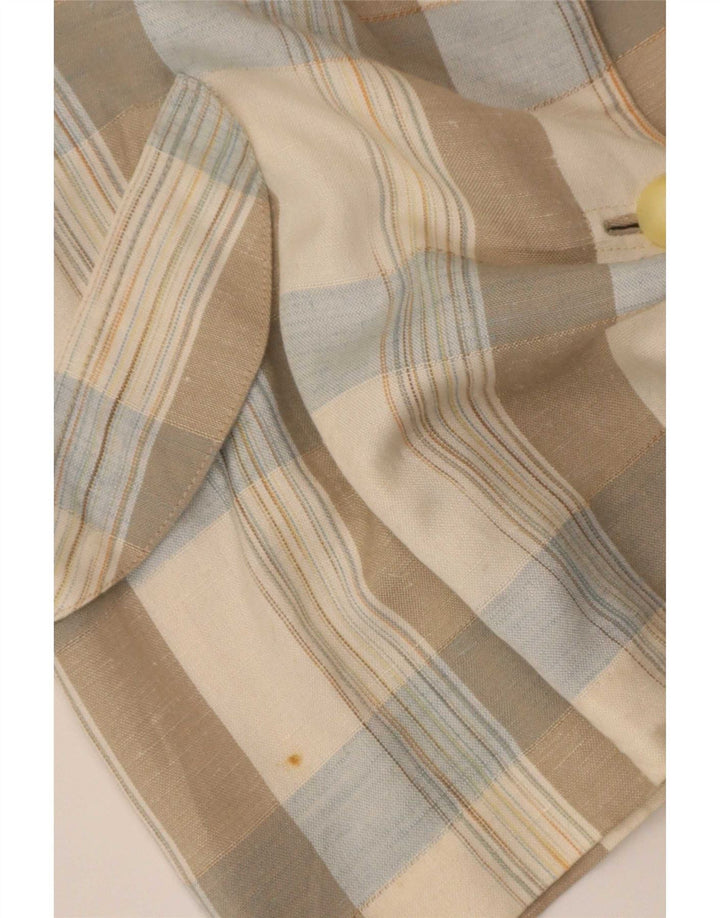 Jaqueta blazer vintage feminina com 2 botões Reino Unido 14 xadrez bege médio