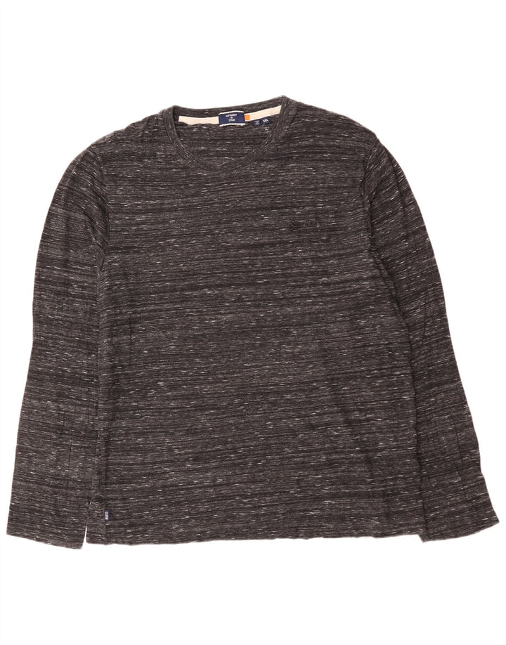 SUPERDRY Top masculino de manga comprida 3XL algodão manchado cinza