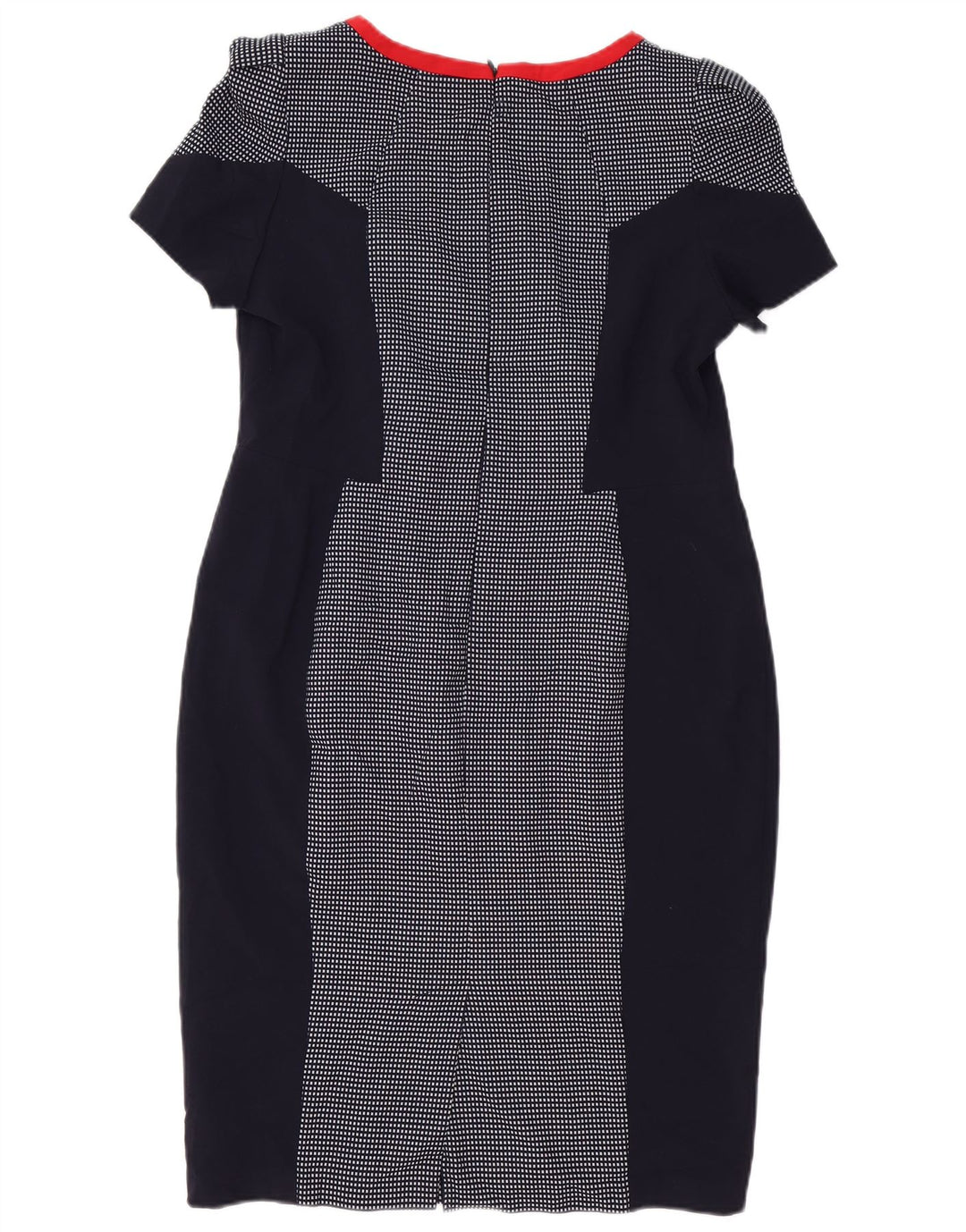 Vestido bainha feminino Marks & Spencer Reino Unido 14 poliéster xadrez azul marinho médio