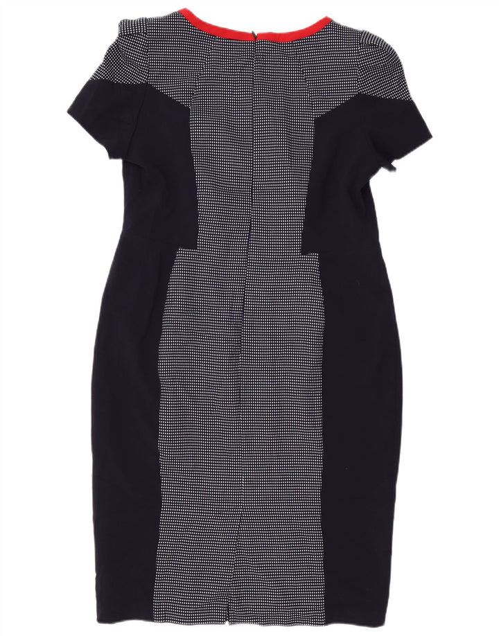 Vestido bainha feminino Marks & Spencer Reino Unido 14 poliéster xadrez azul marinho médio