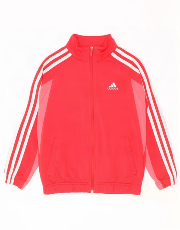 Adidas Meninas Treino Top Jaqueta 7-8 Anos Vermelho Colorblock Poliéster