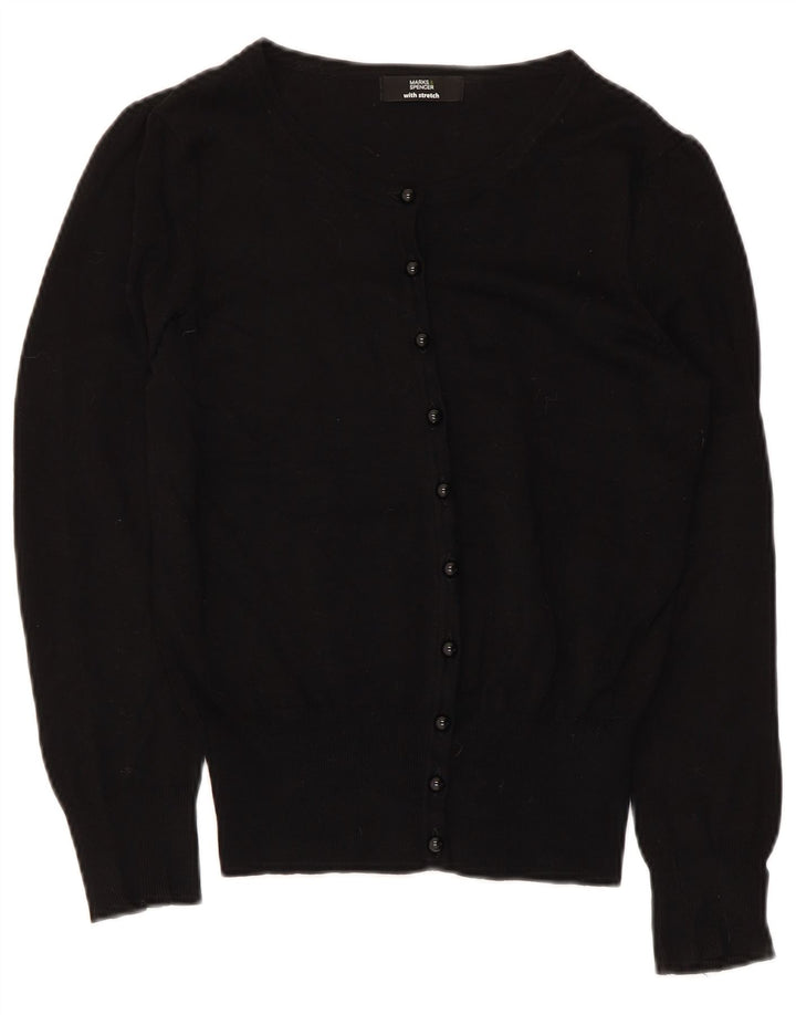 Suéter cardigã feminino Marks & Spencer UK 8 pequeno viscose preta