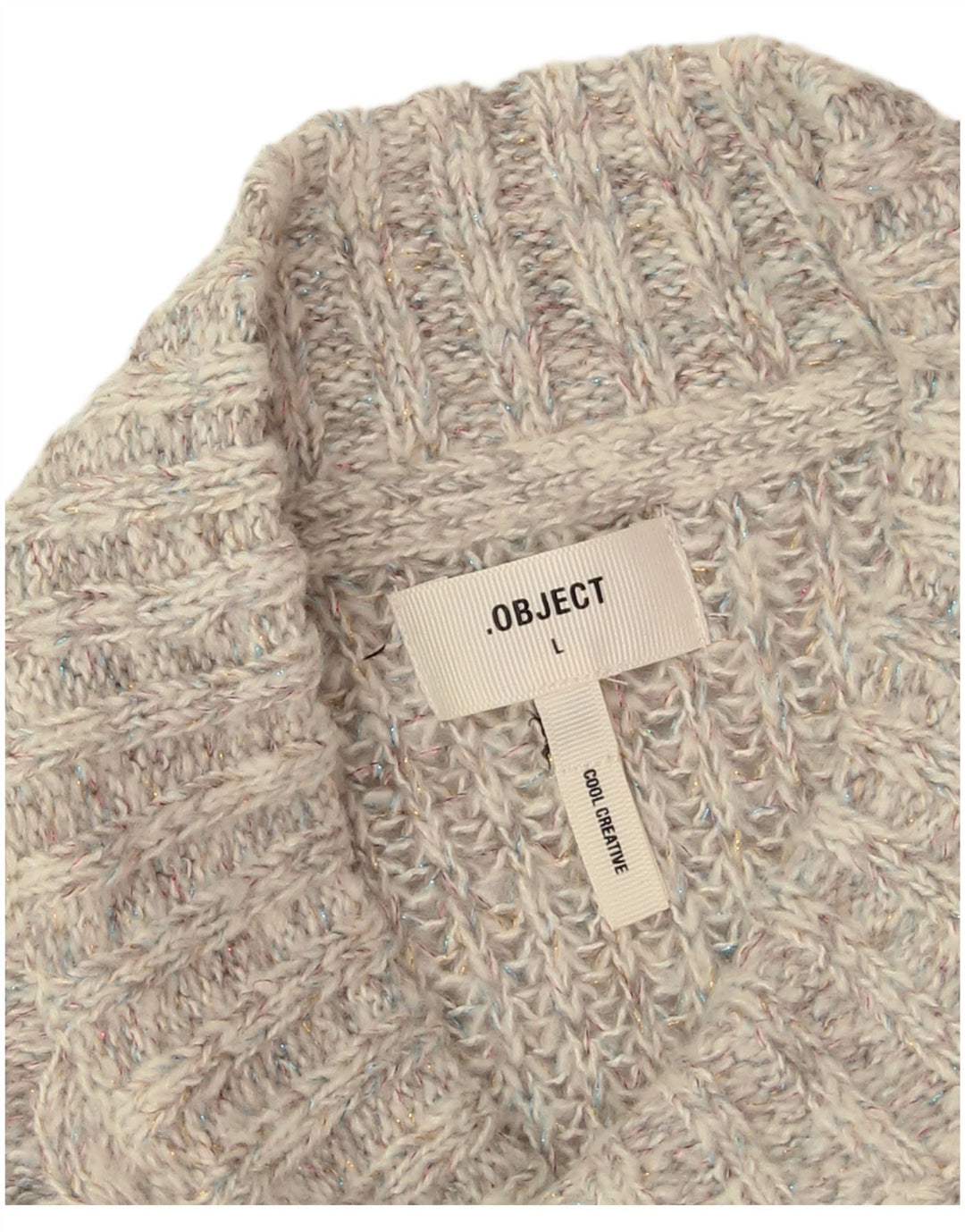 Suéter feminino Object com gola redonda UK 16 grande cinza acrílico
