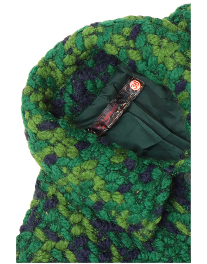 Sobretudo de malha feminino Desigual EU 36 pequeno verde geométrico