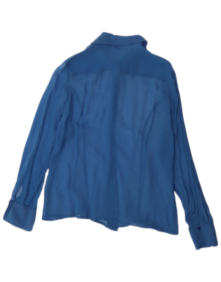 Blusa feminina vintage UK 14 grande azul