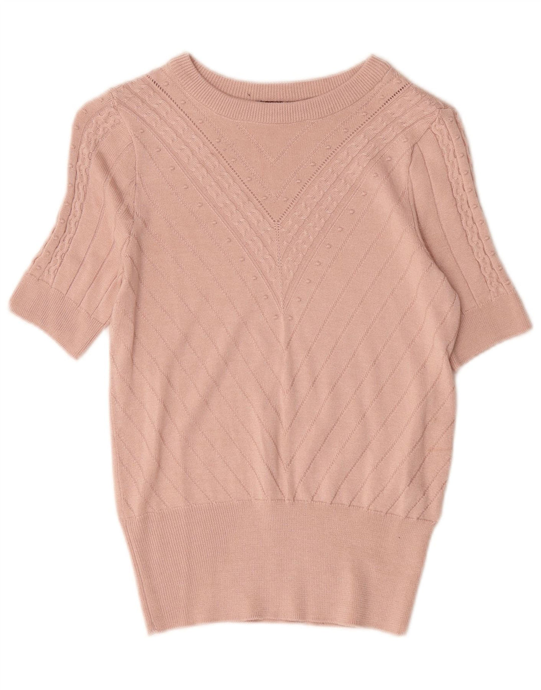 Suéter feminino Marks & Spencer com gola redonda Reino Unido 8 pequeno rosa