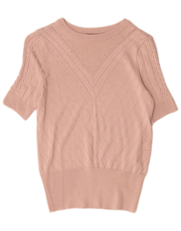 Suéter feminino Marks & Spencer com gola redonda Reino Unido 8 pequeno rosa