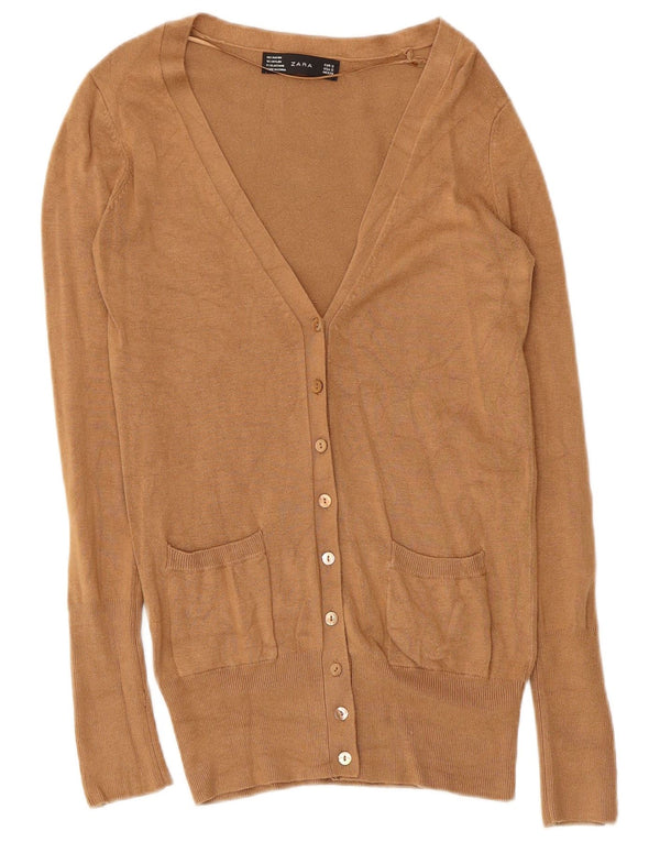 Suéter cardigã feminino Zara Reino Unido 10 pequeno rayon bege