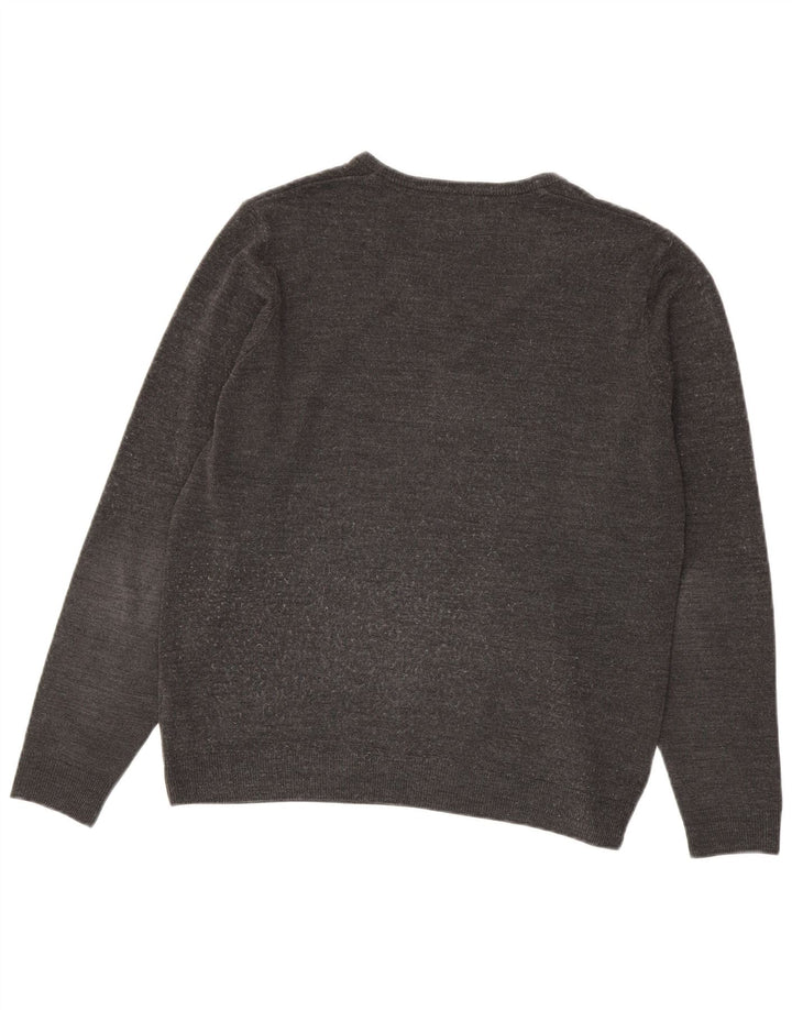 Suéter masculino Marks & Spencer com decote em V grande acrílico cinza