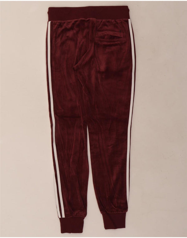 Adidas Womens Velvet Calças de treino Joggers Reino Unido 8 Pequeno Algodão Borgonha