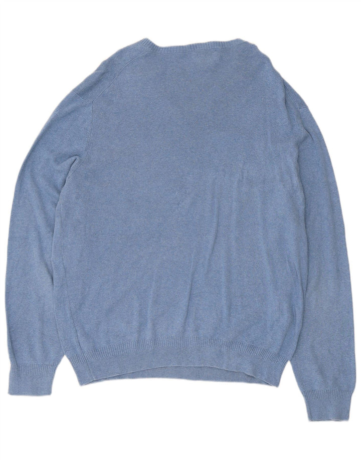 Suéter masculino Calvin Klein com decote em V grande algodão azul