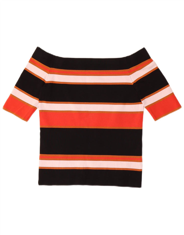 Blusa feminina Massimo Dutti sem ombro UK 8 listrada pequena multicolorida