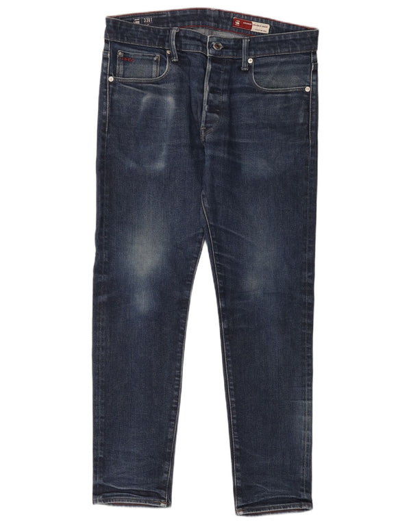 G-Star Masculino 3301 Slim Jeans W34 L32 Azul Algodão