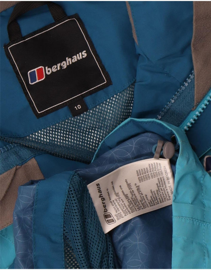 Jaqueta de chuva feminina grande com capuz Berghaus Reino Unido 10 pequena azul nylon