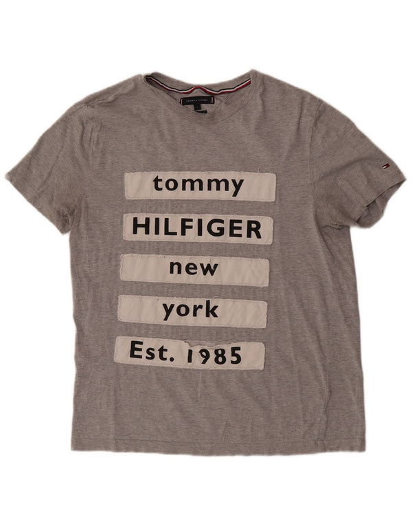 Camiseta feminina Tommy Hilfiger com estampa gráfica UK 16 grande algodão cinza