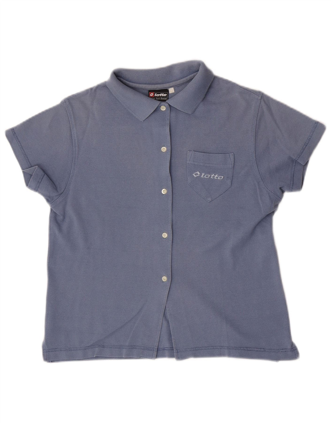 Camisa feminina de manga curta Lotto UK 12 algodão azul médio