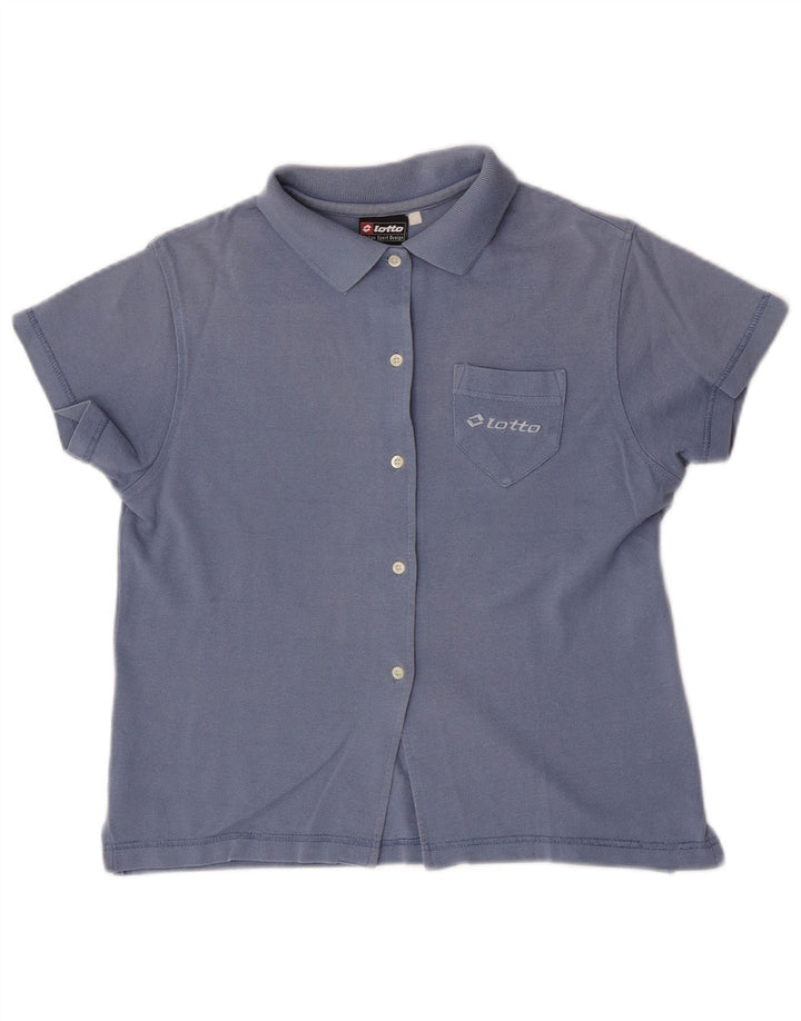 Camisa feminina de manga curta Lotto UK 12 algodão azul médio