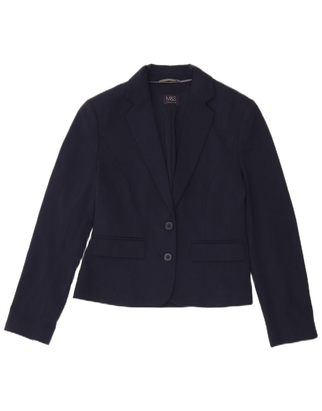 Jaqueta blazer feminina Marks & Spencer com 2 botões Reino Unido 8 pequena azul marinho