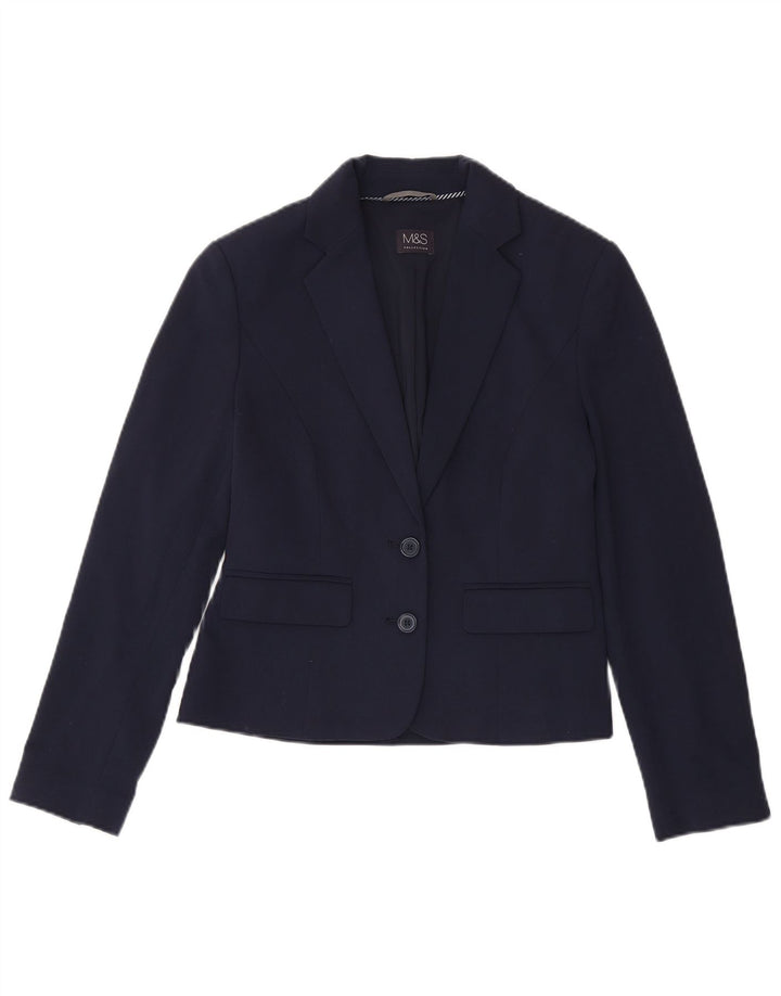 Jaqueta blazer feminina Marks & Spencer com 2 botões Reino Unido 8 pequena azul marinho
