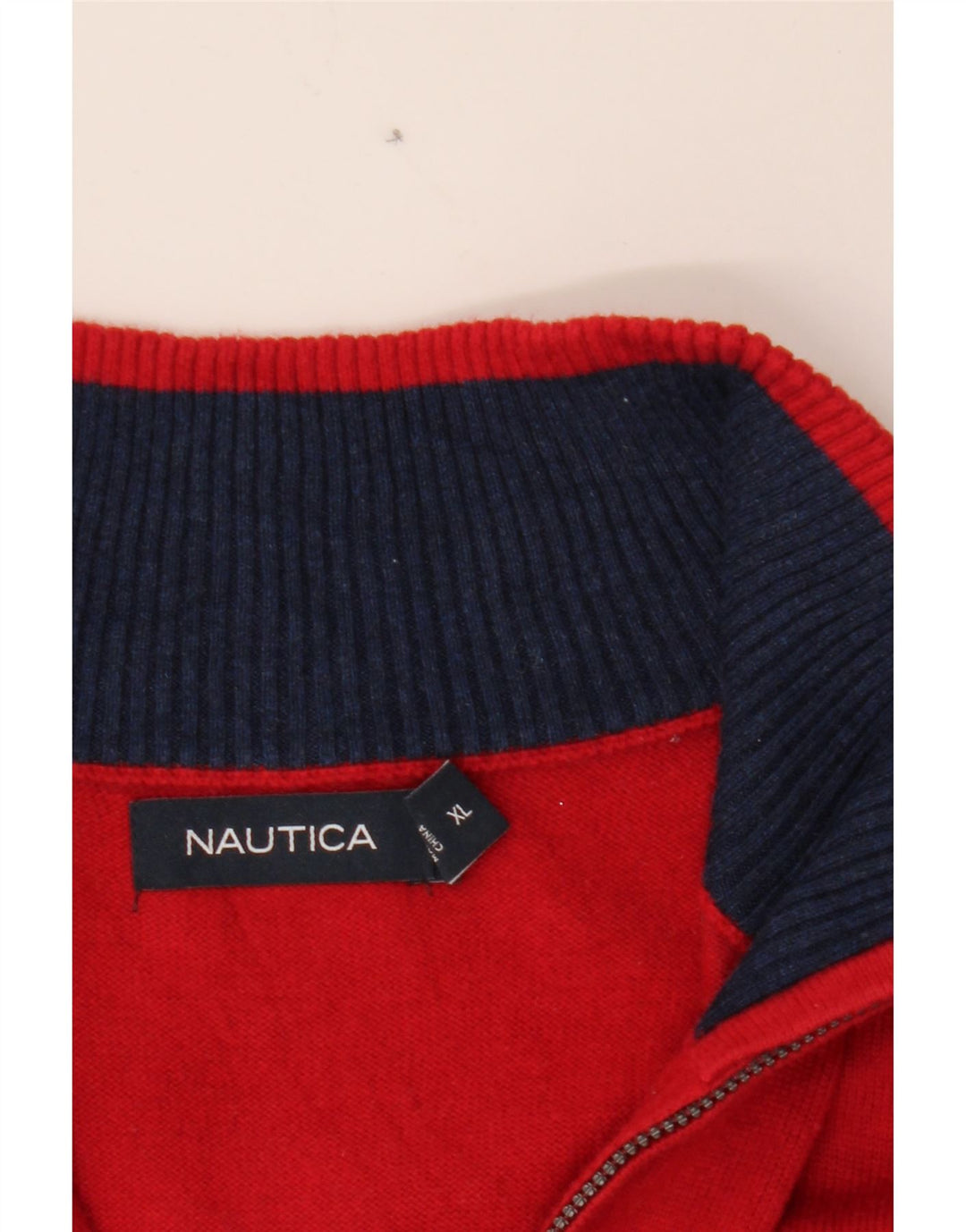 NAUTICA Mens Zip Neck Jumper Sweater XL Red Cotton Vintage Nautica and Second-Hand Nautica from Messina Hembry 
