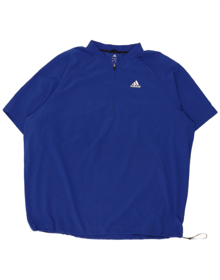 Adidas masculino manga curta pulôver treino top 3XL azul poliéster