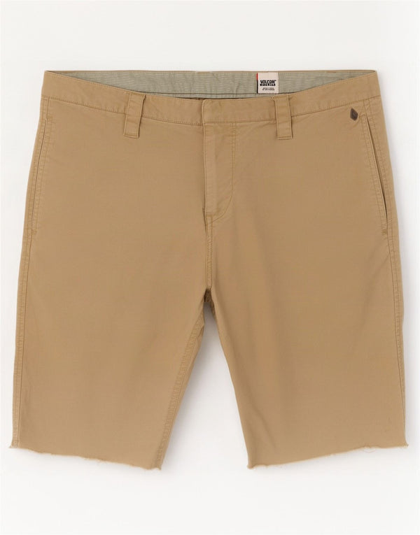 Volcom Mens Workwear Chino Shorts W34 Grande Algodão Marrom